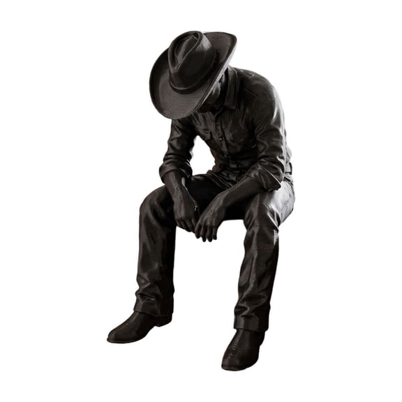 VQPeo Sitting Cowboy Shelf Sitter Figurine - Western Cowboy Statue with Dangling Legs for Desk Bookshelf Mantel - Lone Cowboy Sculpture Tabletop Decor Home Office