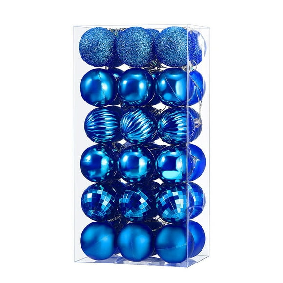 HISRFOCSP 36 Pièces Boule de Noël Ornements Incassable Décorations de Noël Boules d'Arbre Bleu