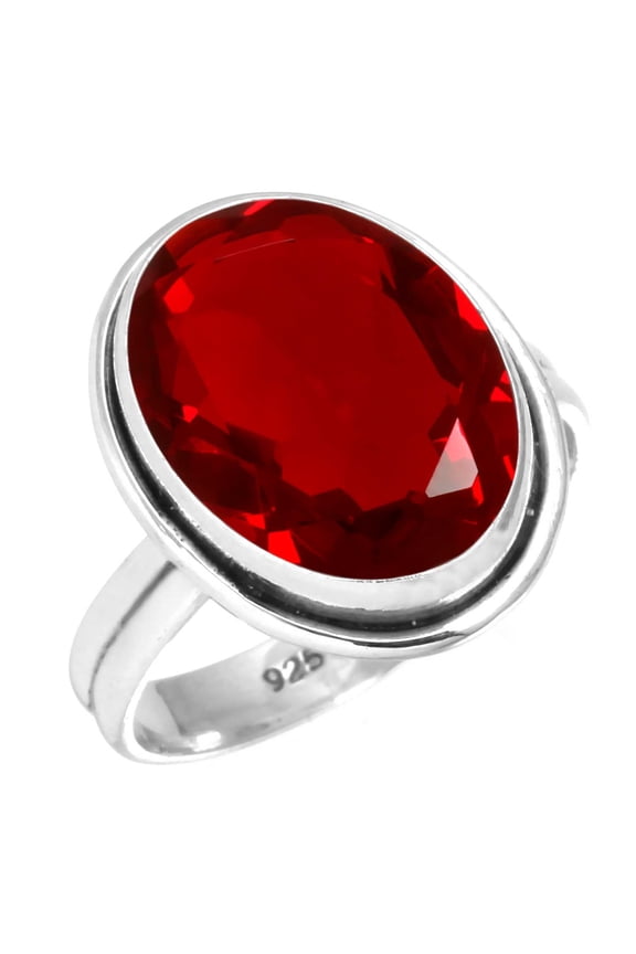 925 Sterling Silver Ring For Women - Men Red Ruby Simulated Gemstone Silver Ring Size 12 July Birthstone Costume Silver Ring Size 12 Halloween Gift For Wife 925 Silver Gemstone Jewelry