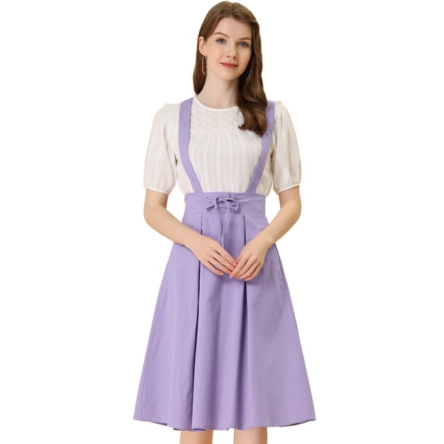 INSPIRE CHIC Vestido General De Cintura Elástica Con Tirantes Y Tirantes Para Mujer Violeta M