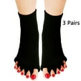 thumbnail image 2 of 3 Pairs Yoga Sport Gym Five Toe Separator Socks Foot Alignment Pain Massage Toeless Socks, 2 of 8