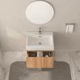 thumbnail image 3 of Modern Bathroom Vanity 24" Bathroom Vanity with Sink,Wall Mounted Floating Bathroom Cabinet with Integrated Basin Plywood Finish Modern Minimalist Design for Compact Bathrooms Acacia Color,Wooden Bat, 3 of 11