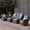 Brown /Navy Blue, variant on LayinSun 6 Pieces Outdoor Patio Furniture Set, Rattan Wicker Sectional Swivel Rocker Chairs Sets
