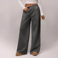 thumbnail image 2 of Women's Wide Leg Sweatpants Thick Thermal Drawstring Pants Side Pockets, Elastic Waist, Solid Color, High Waisted Baggy Pants, Straight Leg Trousers, For Daily Wear, Streetwear, 2 of 9