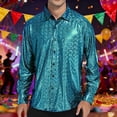thumbnail image 2 of HXWCHs Men's formal Dress Shirt with Sequins Butofns and Glitter Lapel for Business Casual Work Party Attire M Mint Green, 2 of 7