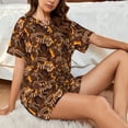 thumbnail image 4 of Balery Beautiful Ethnic African Women Conjunto de Pijama para Mujer con Estampado, Dos Piezas de Manga Corta y Shorts, Ropa de Dormir Suave con Cuello Redondo y Bolsillos-Medium, 4 of 6