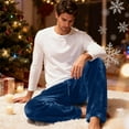 thumbnail image 6 of Zimjoy Sleep Bottoms Men Casual Thermal Lounge Pant Plush Velour Pajama Pant Warm Christmas Lounge Pants, Blue L, 6 of 8