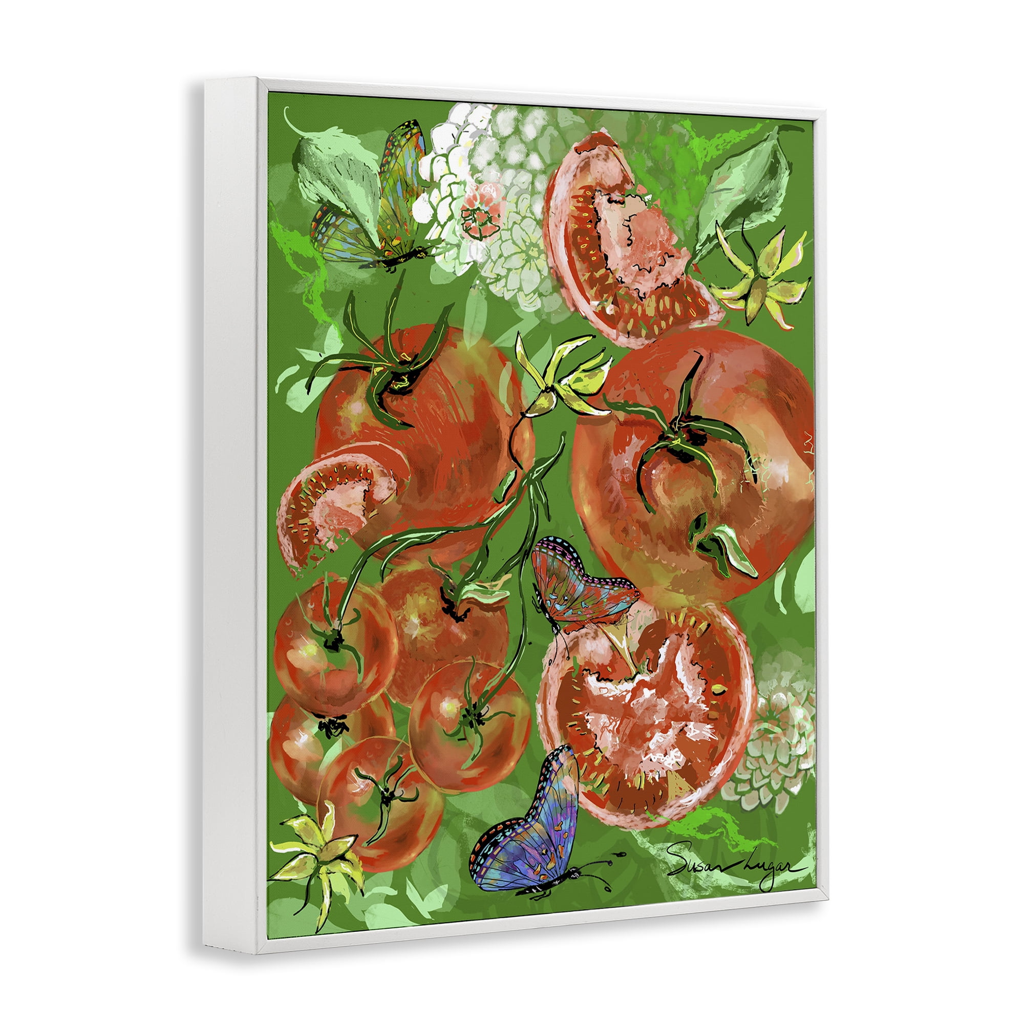 Stupell Industries Tomatoes Swirl Collage White Framed Giclee Art, design by Susan Lugar