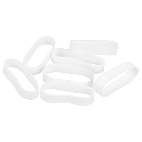 60Pcs Silicone Rubber Bands, 5mm x 20.5mm Rubber Bands Rings Cable Ties for Cord Wrapping Bag Wraps, White