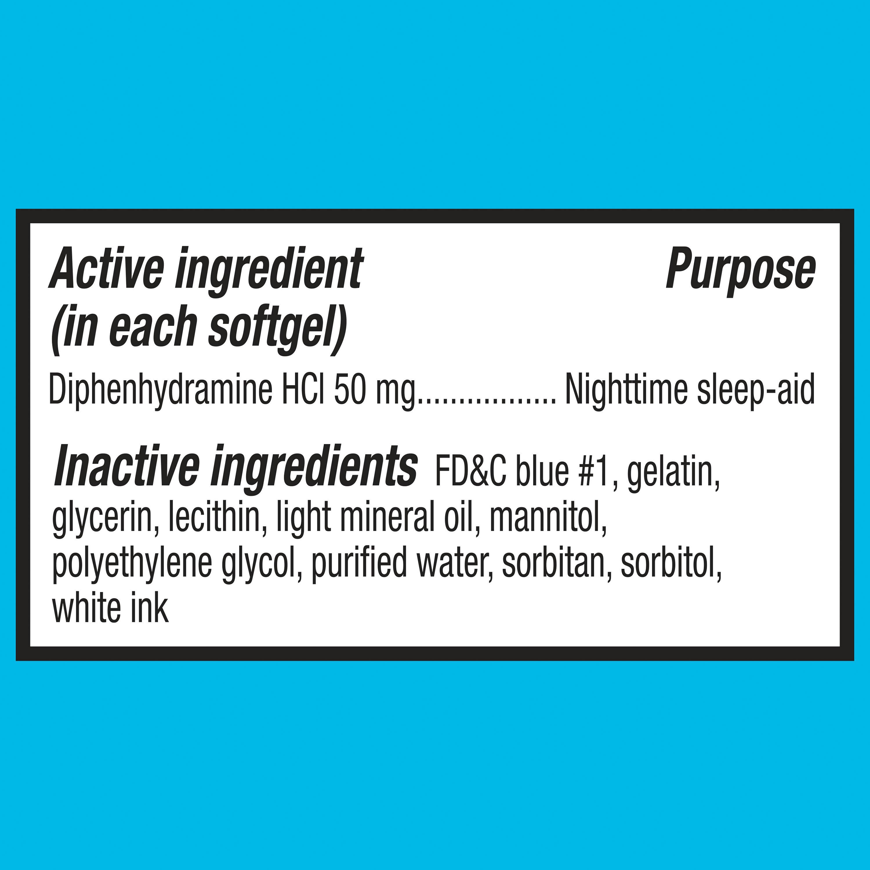 Equate Cápsulas Blandas de Ayuda para Dormir de Máxima Resistencia por la Noche con Difenhidramina HCl, 50 mg, 100 Unidades, Comparar con Ingrediente Activo de Unisom SleepGels 7