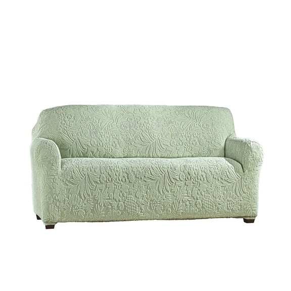 Collections Etc Embossed Tropical Design Stretch Furniture Cover Sage Loveseat