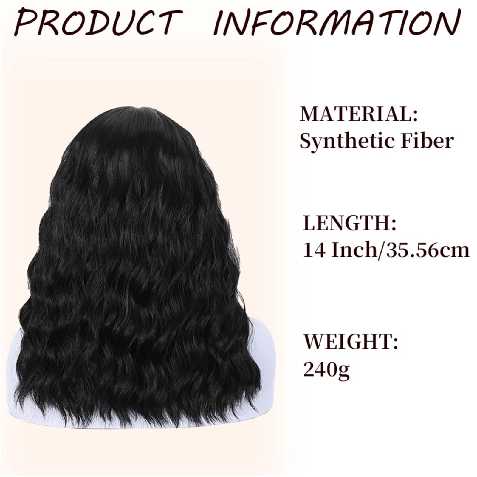 More Beautiful 14" Long Wavy Black Lace Front Wig, Pre-Cut Hairline, Heat Resistant Synthetic
