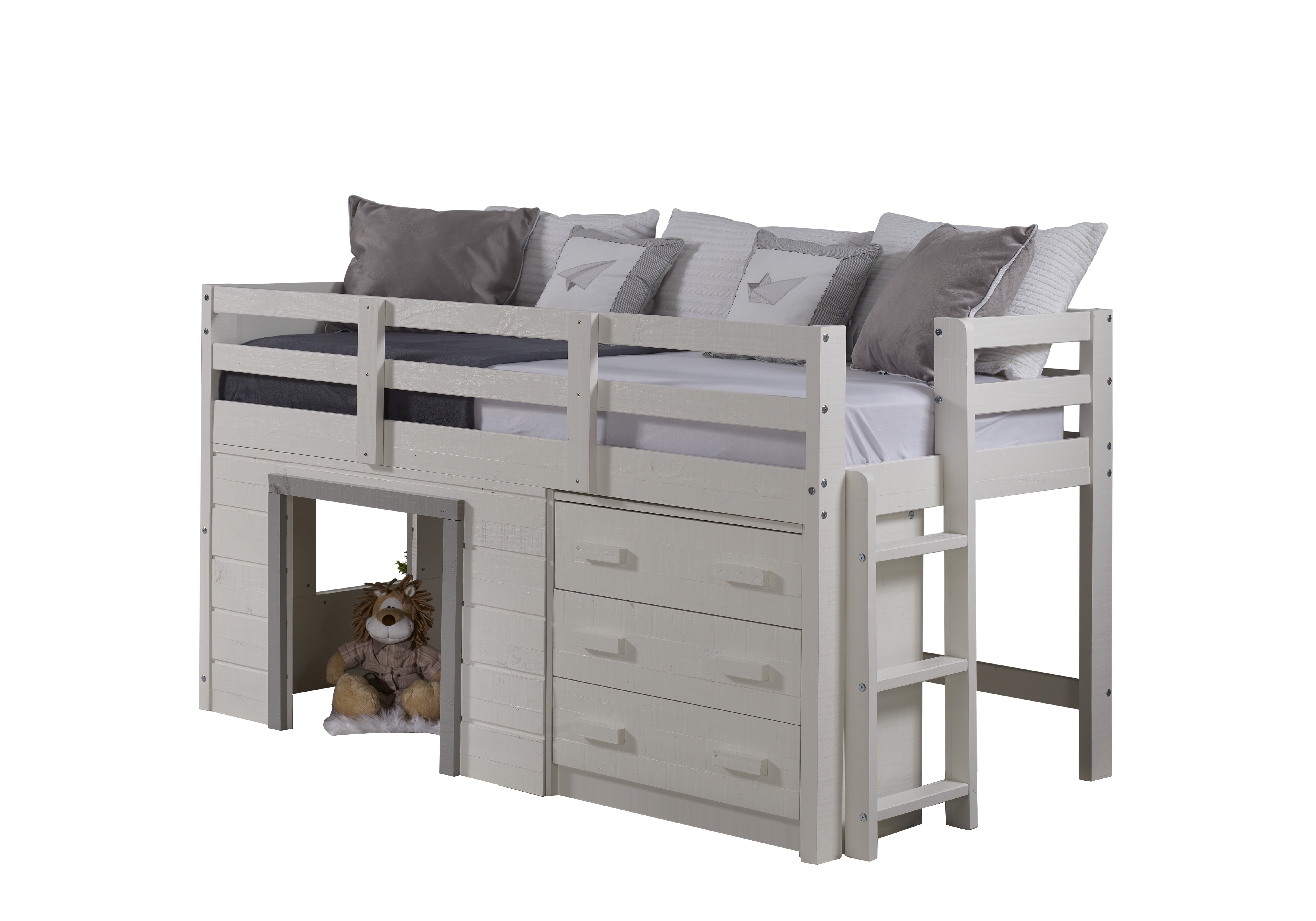 Donco Kids Sweet Dreams Low Loft, White & Grey