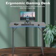 thumbnail image 2 of HLL Gmaing Desk PC Computer Desk Z Shaped Gaming Workstation Ergonomic Gaming Table with Headphone Hook for Home Office 39 in,Blue, 2 of 9