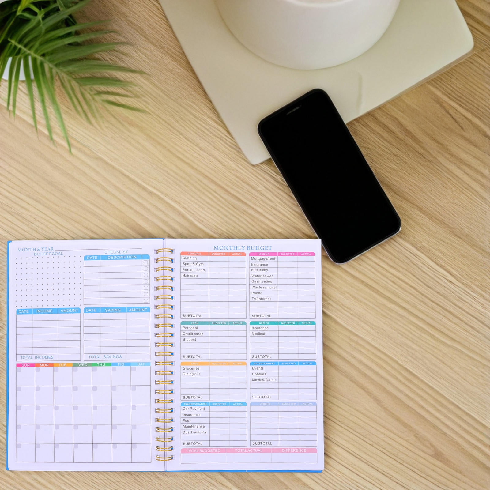 Amosfun Dark Blue Portable Budget Planner Book Household Expense Tracker Financial Notebook