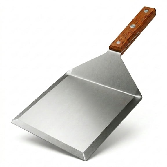 Stainless Steel Large pancakes Grill Spatula - 6 x 5 inch Heavy Duty Metal Spatula with Cutting Edges, Kitchen Griddle grilling Accessories, Smashed Burger Turner Scraper
