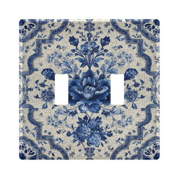 Blue and White Porcelain-style Decorative Light Switch Plates Switch Cover Decorative Wall Plates Ideal for Living Room Kitchen Bedroom and Study