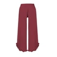 thumbnail image 5 of Womens Lounge Pants, Audhol Linen Pants Women 2025 Women's Linen Summer Solid Color Palazzo Pants Flowy Wide Leg Beach Pants with Pockets Womens Linen Pants Red S, 5 of 5