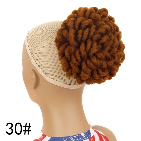 XmhyTop Dreadlocks Bun Puff Drawstring Ponytail Hair Extensions for Women, Nu Locs Braided Chignon Synthetic Clip In Hairpiece for Daily & Party Hairstyles, S 30#