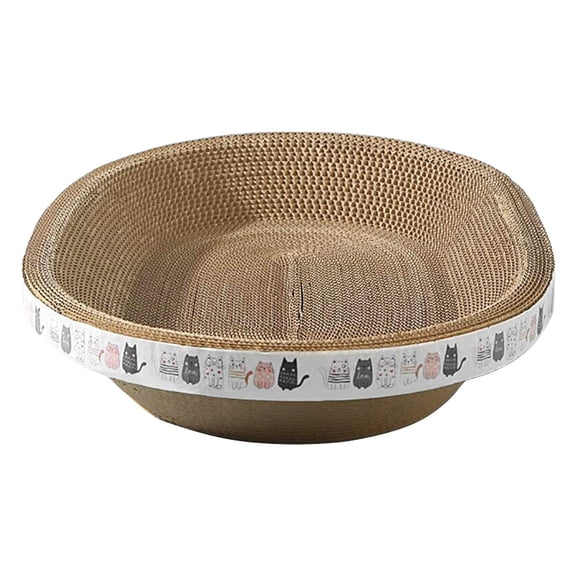 Oval Corrugated Cat Scratcher Bed, Reversible Cardboard Scratching Pad, Furniture Protector, Rest & Play Lounge For Cats