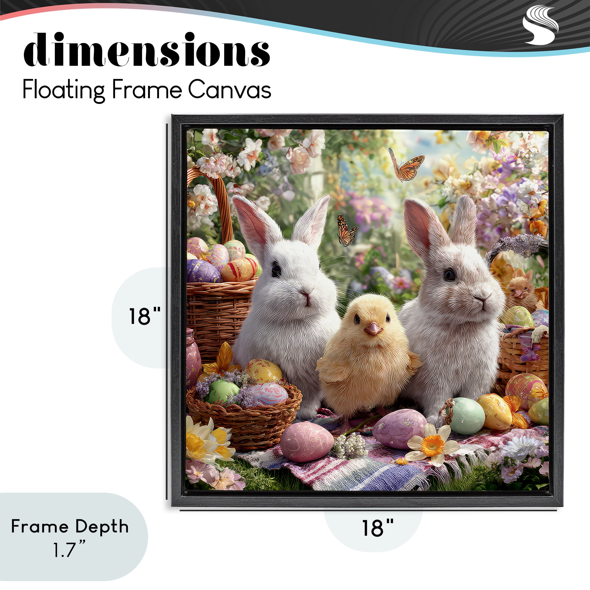 Stupell Industries Easter Animals & Eggs Black Framed Floater Canvas Wall Art, design by The Wands Want