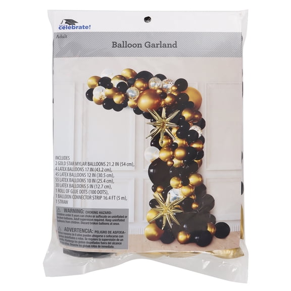 Balloon Garland Set, Black and Gold, Graduation by Way To Celebrate
