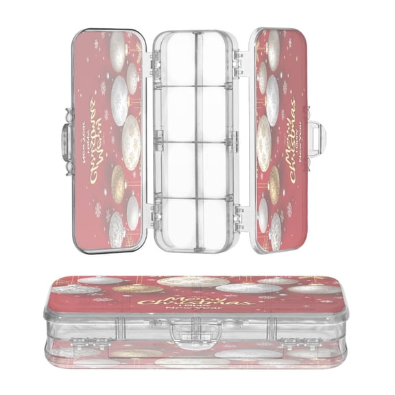 Plastic Pencil Box Large Capacity Pencil Boxes Clear Boxes with Snap-Tight Lid Stylish Office Supplies Storage Organizer Box Dark Red Christmas Background