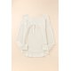 thumbnail image 2 of ABPHQTO Top holgado con bolsillos y cuello partido de punto gofrado beige para mujer, 2 of 5