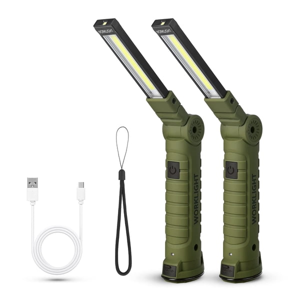 Suranew Linterna LED de Trabajo 2-Pack, Recargable por USB
