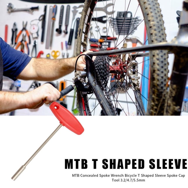 Llave de radios oculta Bsvklp para bicicleta MTB Mountain Road Bike T manga en forma de acero tapa de radios integrada 3,2/4,7/5,5mm