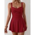 thumbnail image 4 of SKQIT Sweetheart Neck Ruched Swim Dress, Tummy Control One Piece Swimsuit with Adjustable Straps, 4 of 6