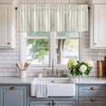 thumbnail image 2 of Light Green Lines Farmhouse Short Window Curtain Valances, Retro Minimalist Stripes Pattern Rod Pocket Kitchen Valances for Living Room Bedroom Bathroom Cafe 42" x 12", 2 of 8