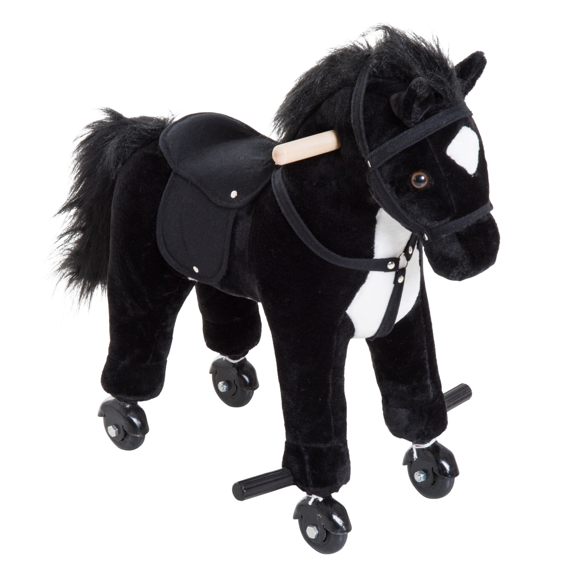 Kids Walking Pony Ride on Horse Rocking Toy Wheels & Footrest Neigh