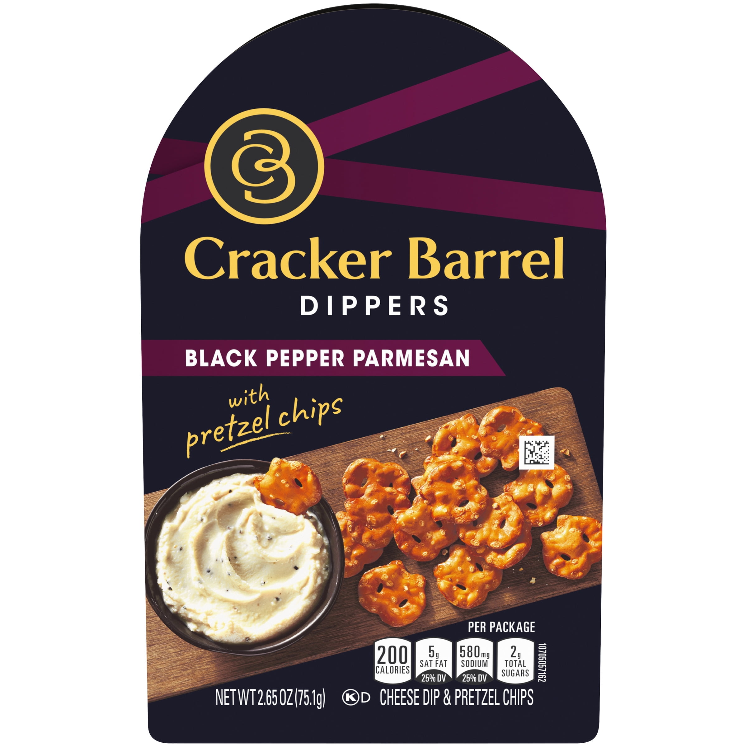 Cracker Barrel Cracked Black Parmesan Cheese Dip and Pretzels 2.65 oz