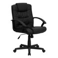 thumbnail image 1 of Mid-Back Black Leather Swivel Task Chair with Arms, 1 of 9