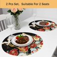 thumbnail image 5 of Peony White Bird Round 13 Inch Placemats Set of 2, Black Farmhouse Retro Japanese Floral HeatResistant Non Slip Place Mats for Dining Table, Wipeable Braided Kitchen Table Mats for Housewarming, 5 of 9