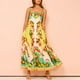 thumbnail image 5 of Vestido de verano europeo y americano, sin mangas, sin cuello, de cintura alta, estampado, pintado, con tirantes grandes Naranja L, 5 of 6
