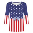 thumbnail image 4 of Summer Save On Patriotic Tops For Women American Flag Printed Tunic Top Round Neck 3/4 Sleeve Tee Shirts Relaxed Fit Tunics Blosues Baggy Boho Shirts Beach Holiday Causal Clothes, 4 of 5