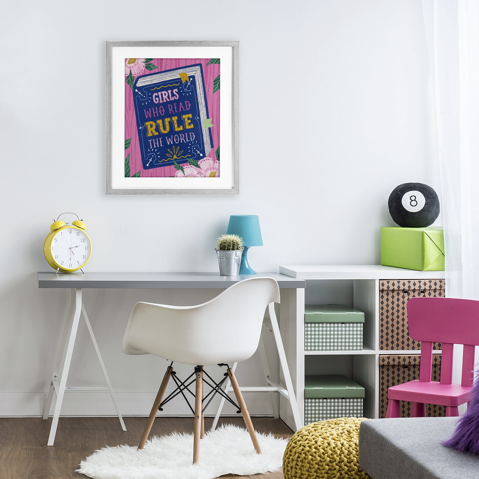 Stupell Industries Girls Who Read Inspirational Gray Framed Print Under Glass, design by Vanessa Stoilova