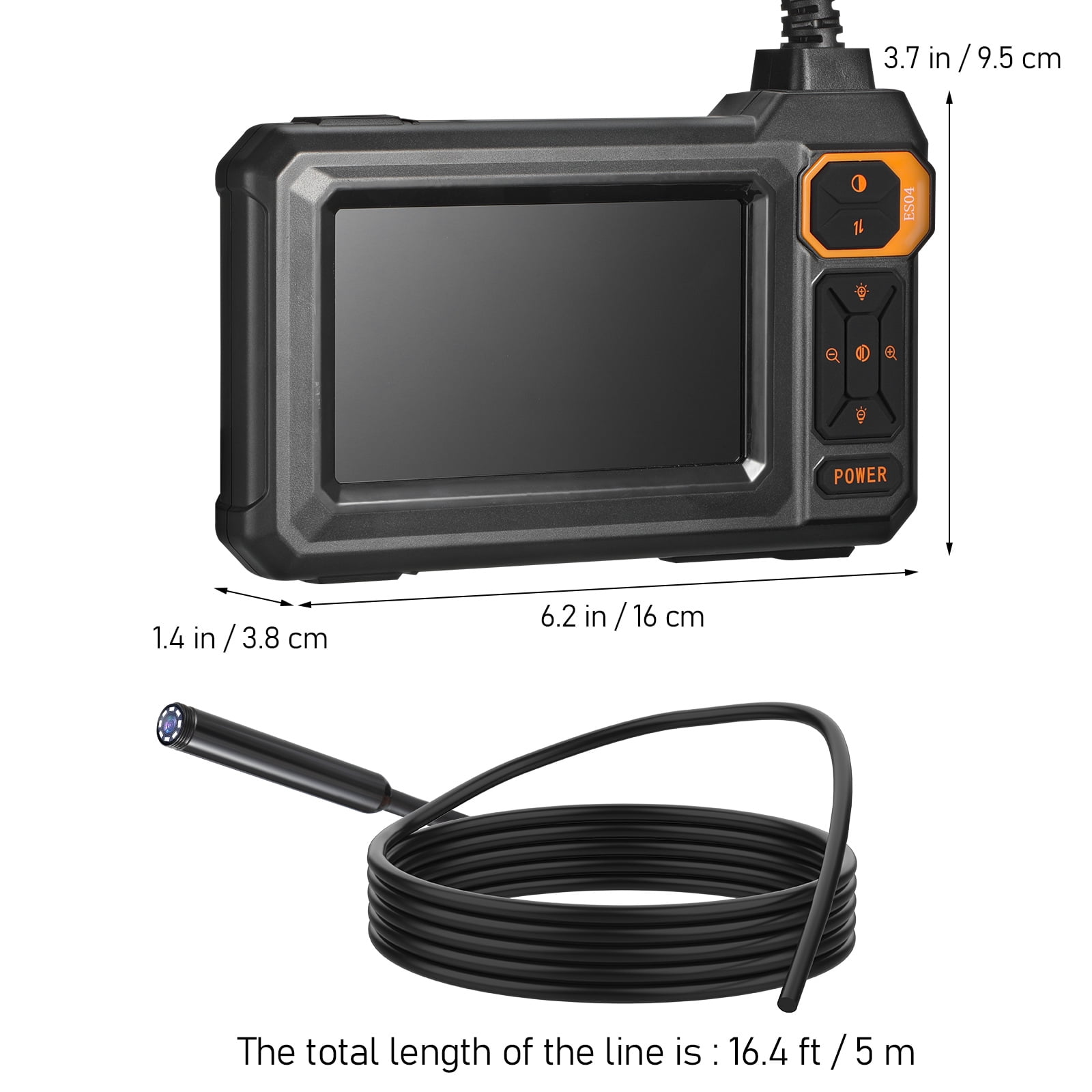Endoscope Camera with Light, 4.3" Inspection Camera, 1920P HD Borescope with 8 LED Lights, IP67 Waterproof Snake Sewer Tools