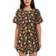thumbnail image 1 of Balery Fast Food Conjunto de Pijama para Mujer con Estampado, Dos Piezas de Manga Corta y Shorts, Ropa de Dormir Suave con Cuello Redondo y Bolsillos-Small, 1 of 6