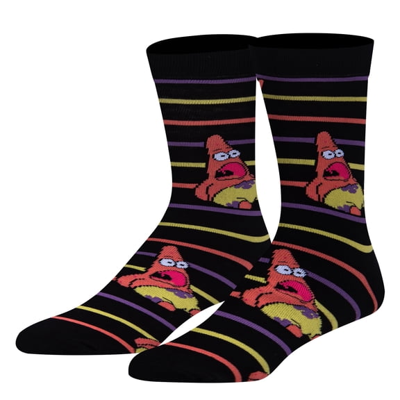 Cool Socks, Men's Funny Novelty Socks, Surprised Patrick Stripes Crew, Adult