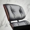 thumbnail image 6 of CRO Decor Tufted Accent Chair Grain Leather Swivel Lounge Chair and Ottoman, 6 of 13