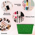 thumbnail image 3 of Picia Green Glitter Printed Leather Travel Toiletry Bag,Cosmetic Organizer, Makeup Travel Bag, Durable Travel Pouch, Compact Toiletry Bag, Travel Accessories, 3 of 6