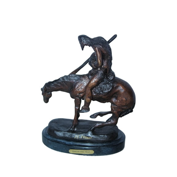 Nifao End of The Trail by Remington Bronze Statue Replica, Western Decor – Home Decor Sculpture, 6"L x 3"W x 9"H