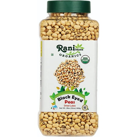 Rani Organic Black Eyed Peas (Dried Lobia) 32oz (2lbs) 908g PET Jar ~ All Natural | Vegan | Gluten Friendly | NON-GMO | Indian Origin | USDA Certified Organic