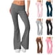 thumbnail image 4 of Trajes de otoño para mujer, pantalones ajustados de yoga, mallas acampanadas para mujer, ropa de calle de estilo coreano, pantalones de yoga informales, pierna acampanada, negro y gris, 4 of 5