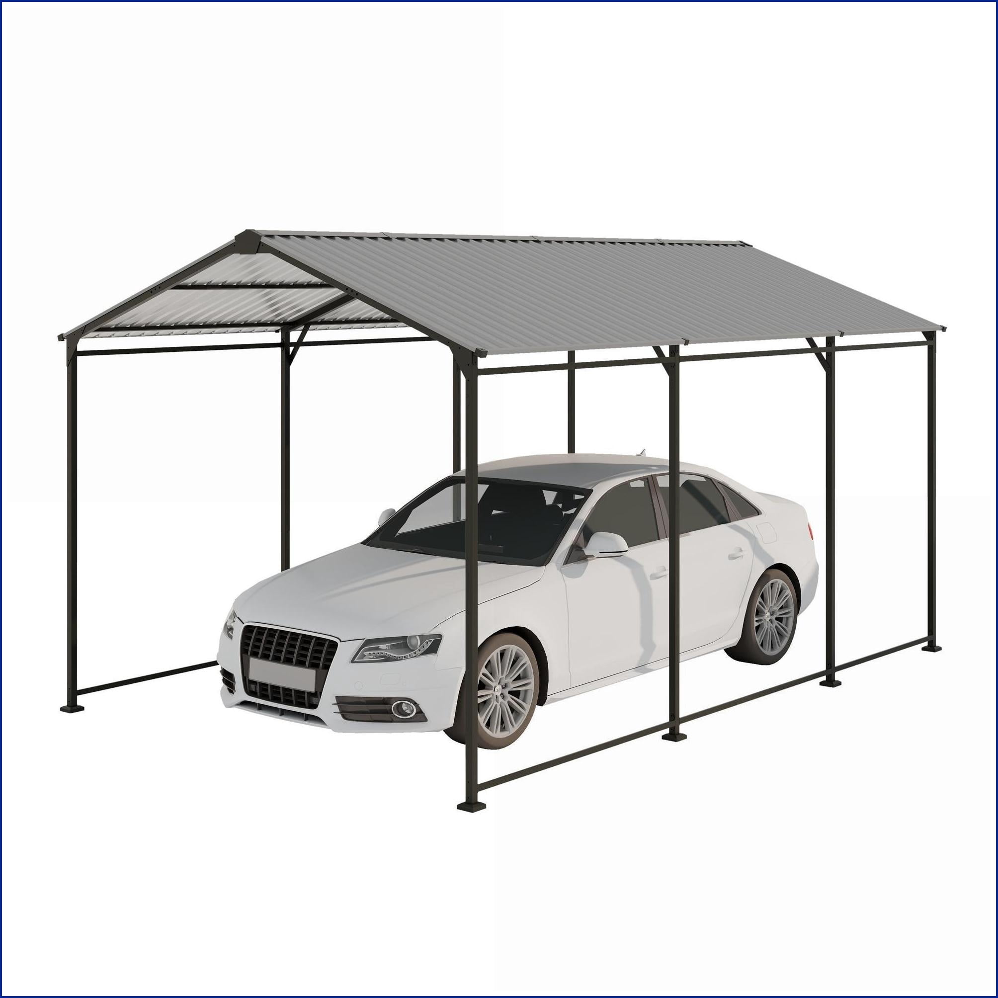Carports 10×15 FT Heavy Duty Modern Industrial Outdoor Car Boat Storage, Slate Gray | Gray | Galvanized Steel