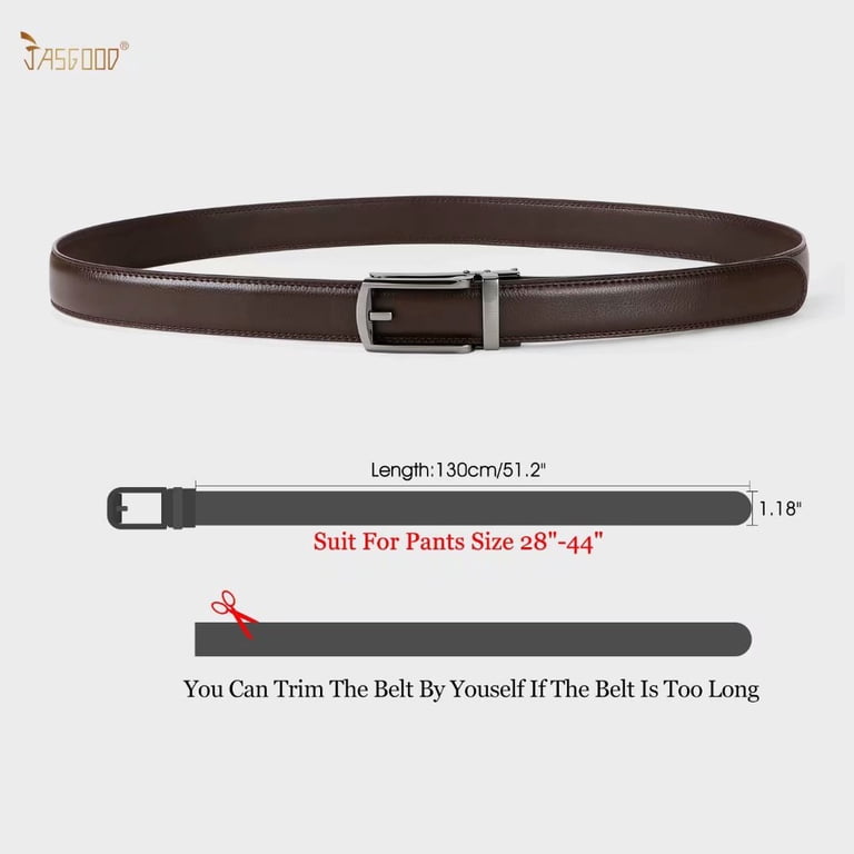JASGOOD Men's Click Ratchet Leather Belt, Black photo 5
