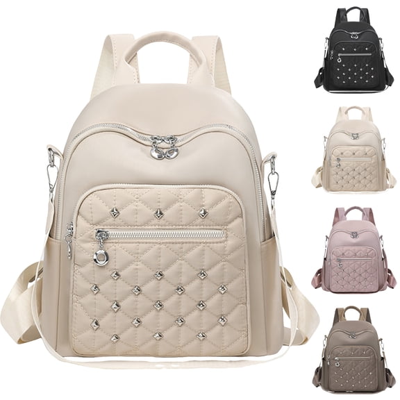 Stylago Womens Fashion Backpack Nylon Water Proof Schoolbag Daypack Detachable Strap Multiple Compartments Laptop Bags Beige